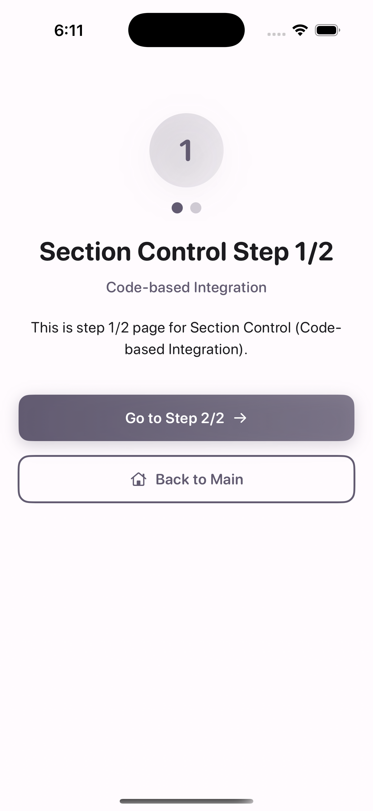 iOS section entry successful - Section 1