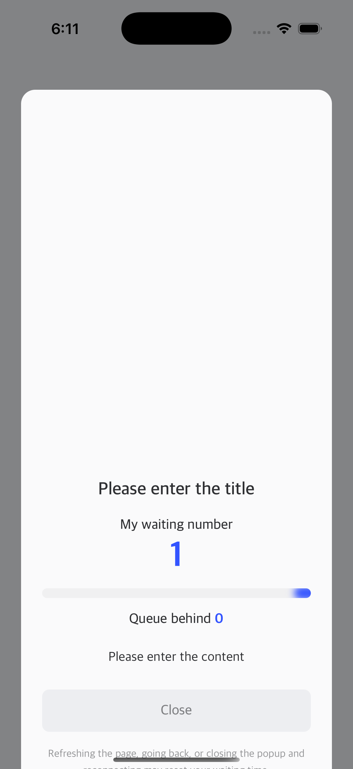 iOS waiting room WebView of Section Control