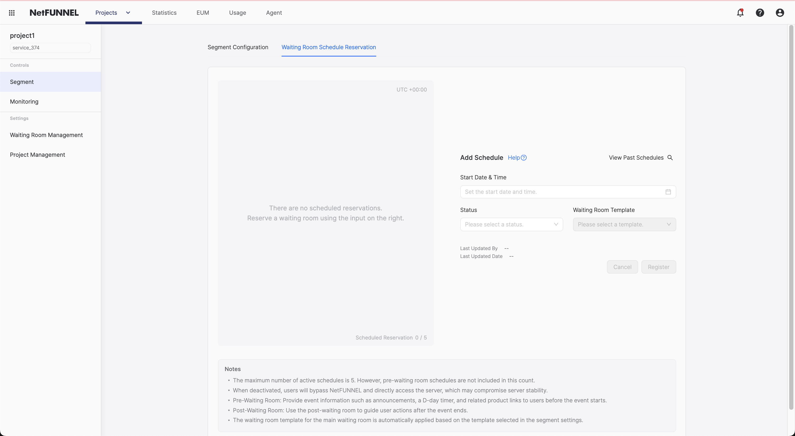 Waiting Room Schedule Reservation Section
