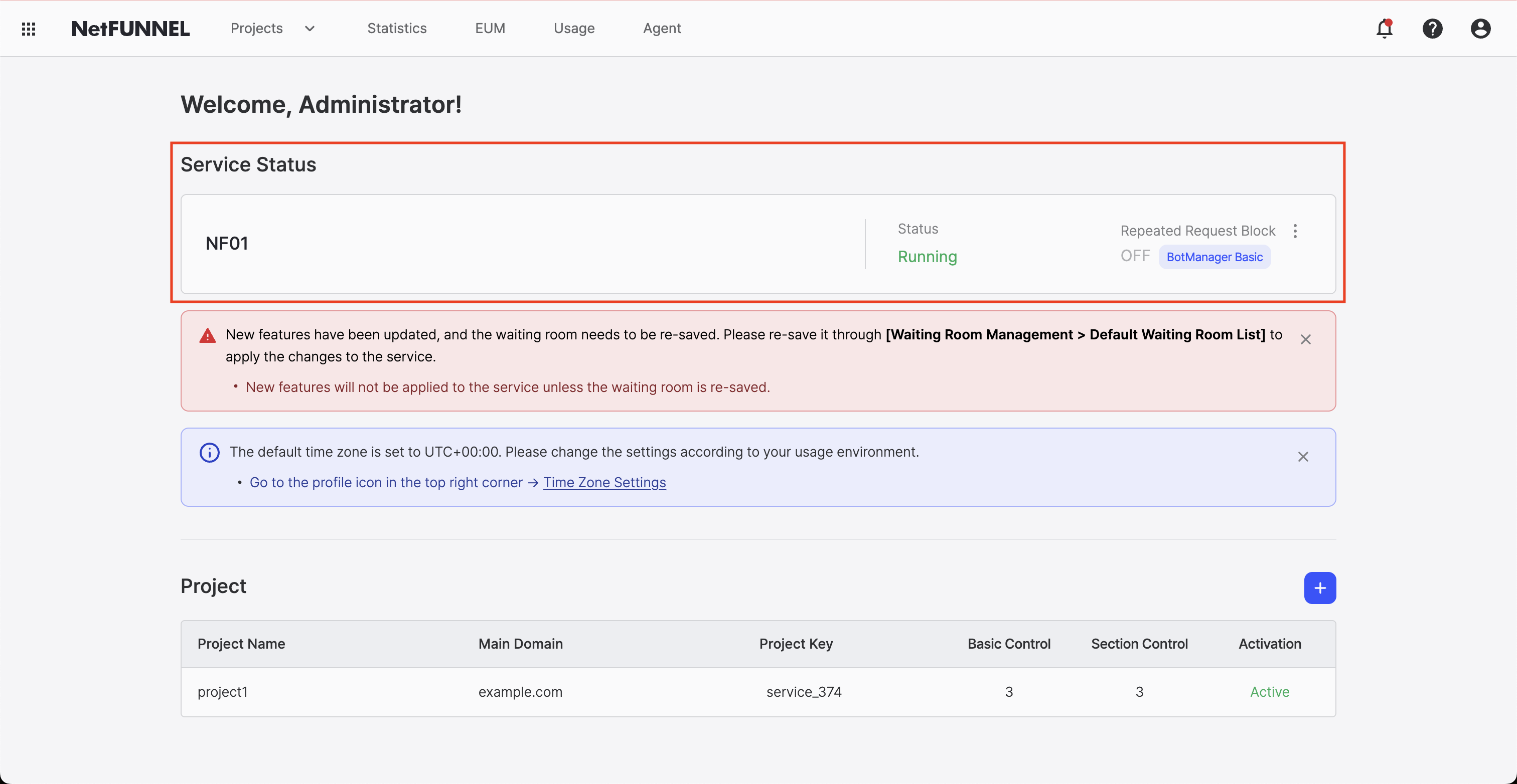 Service Status Section