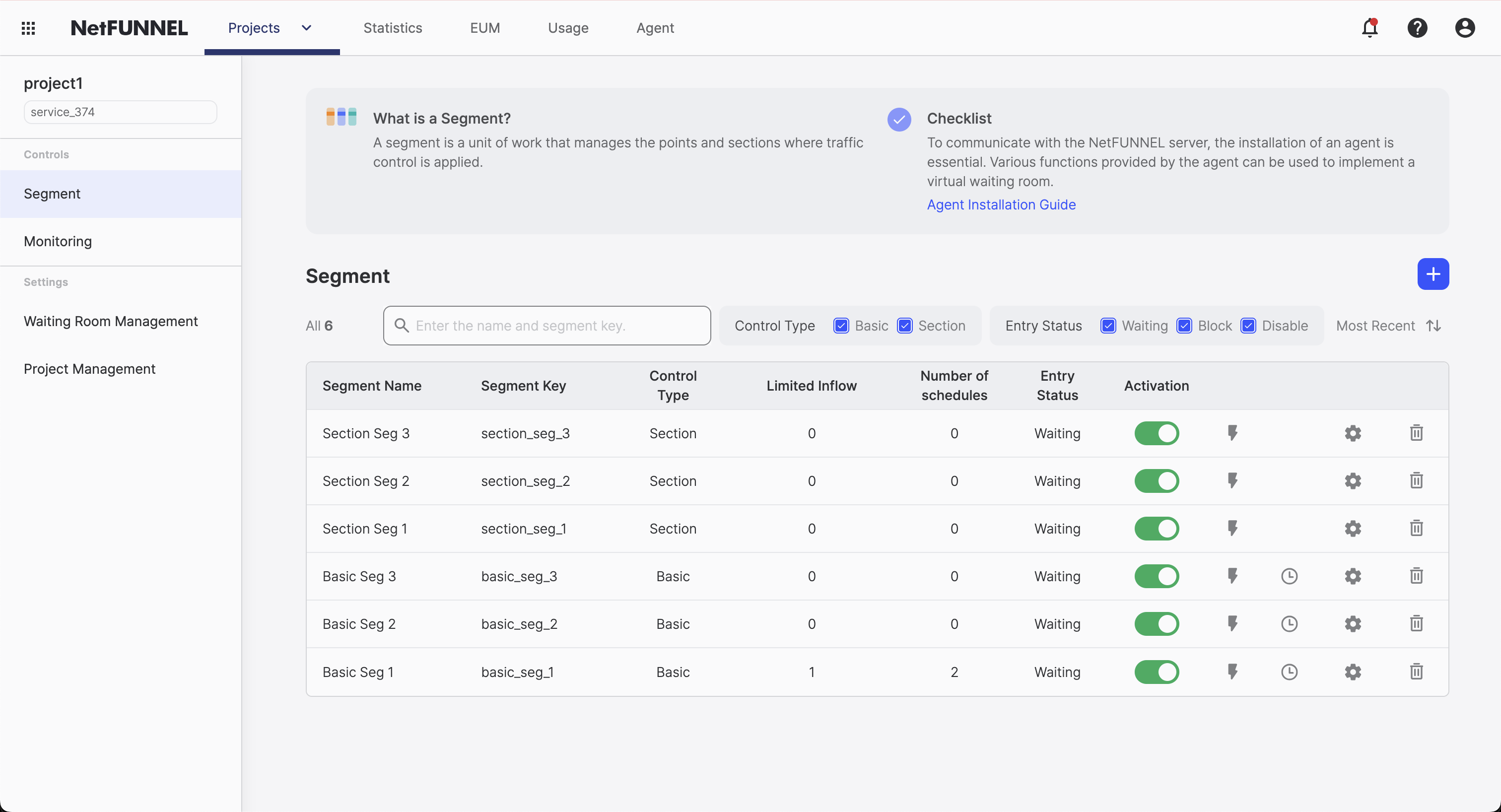 Number of Schedules in Segment List