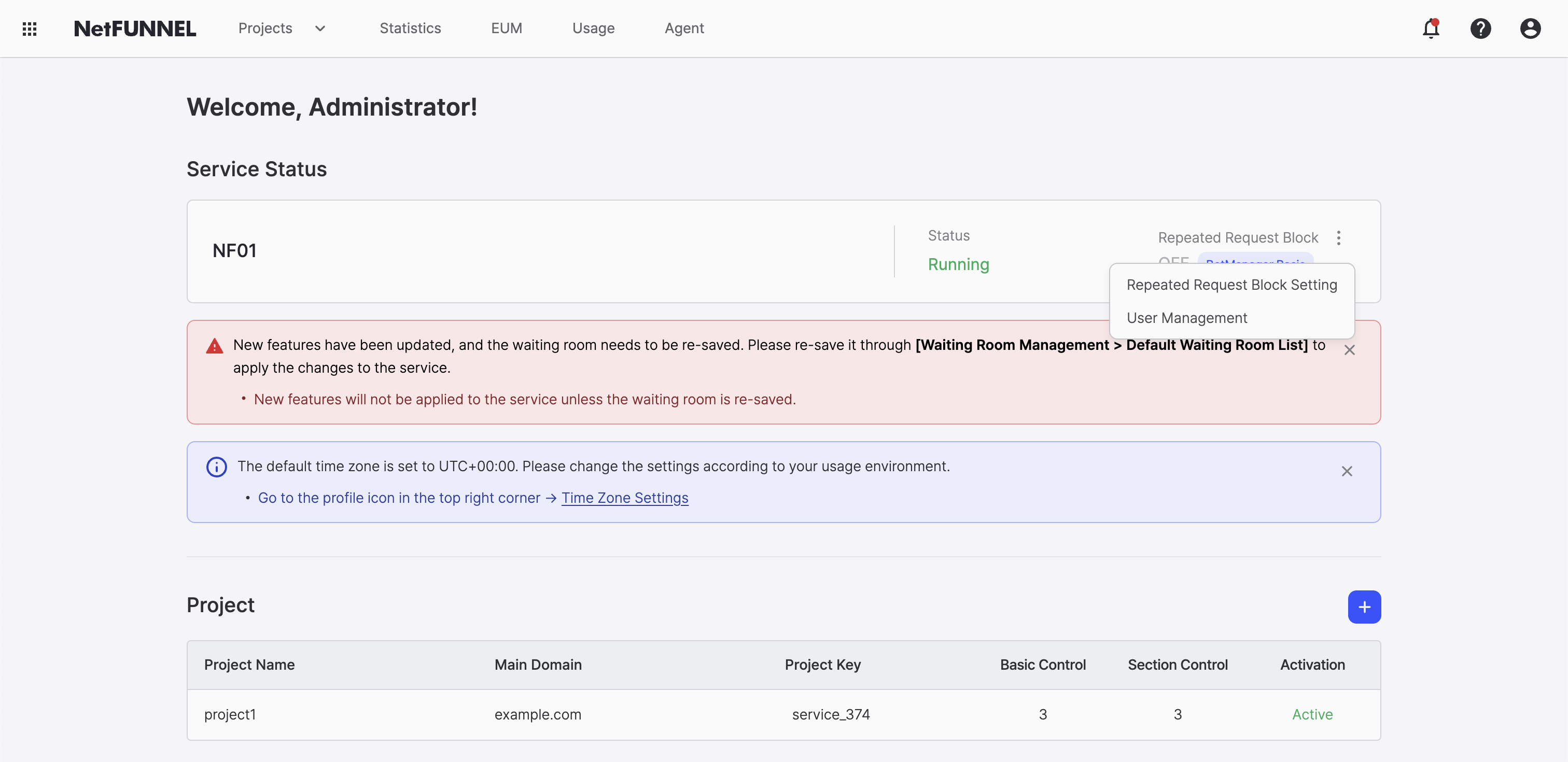 Menu Dropdown Displayed