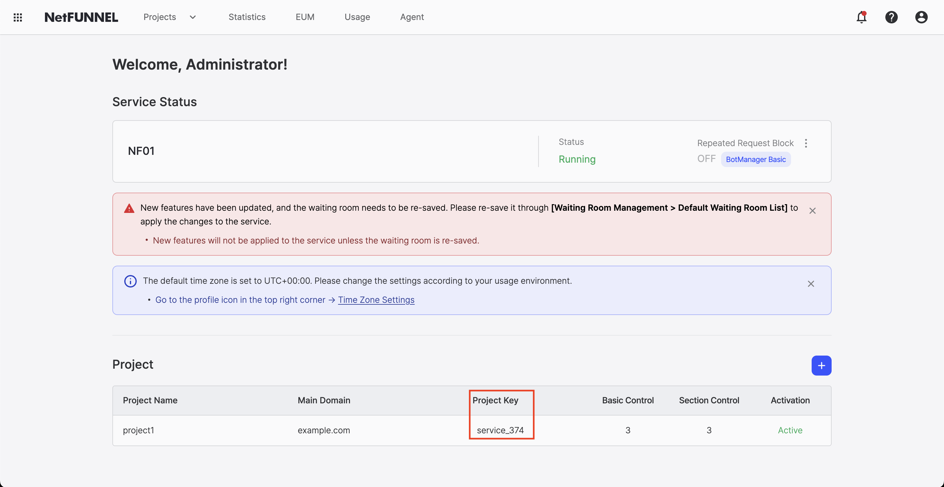 Project Key (Main Page)
