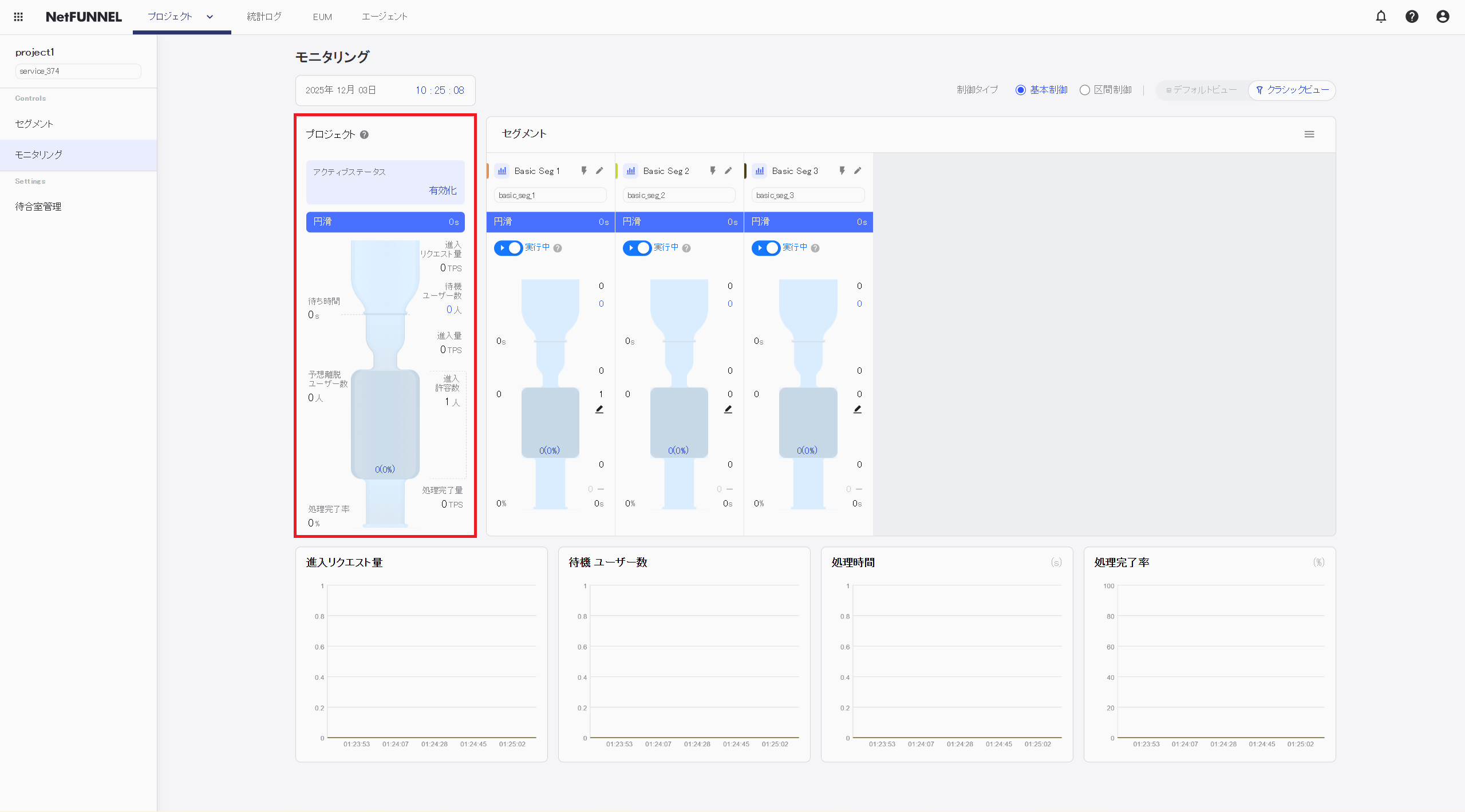 Project-level section showing aggregated metrics across all segments