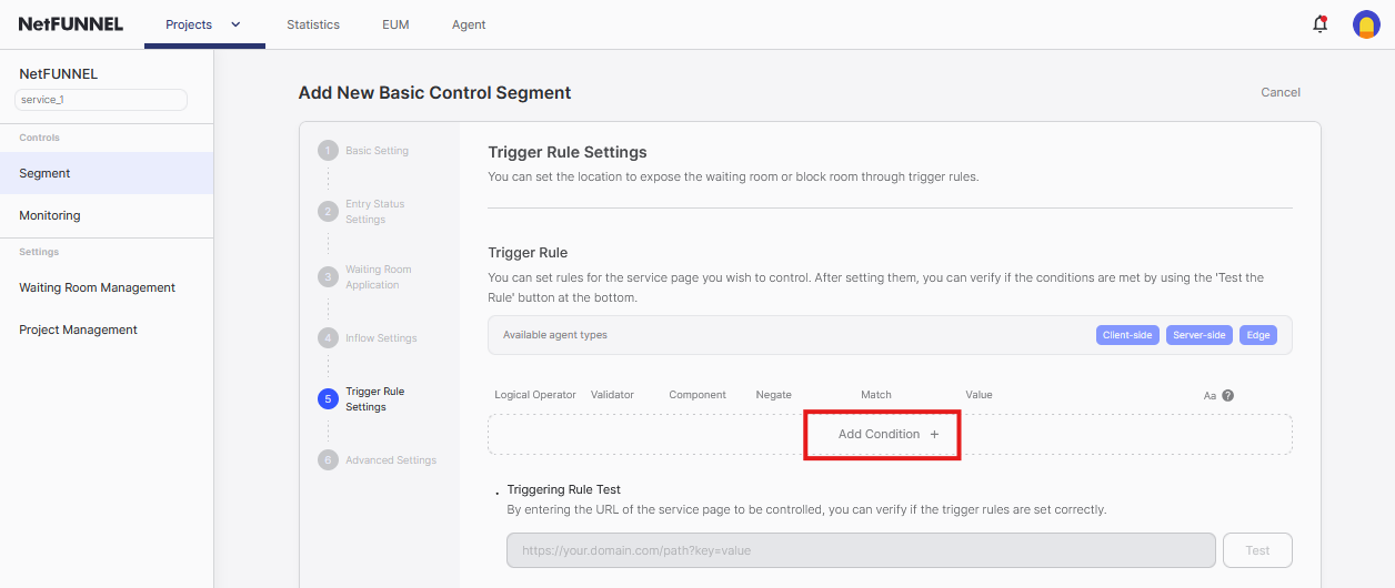 Add condition button