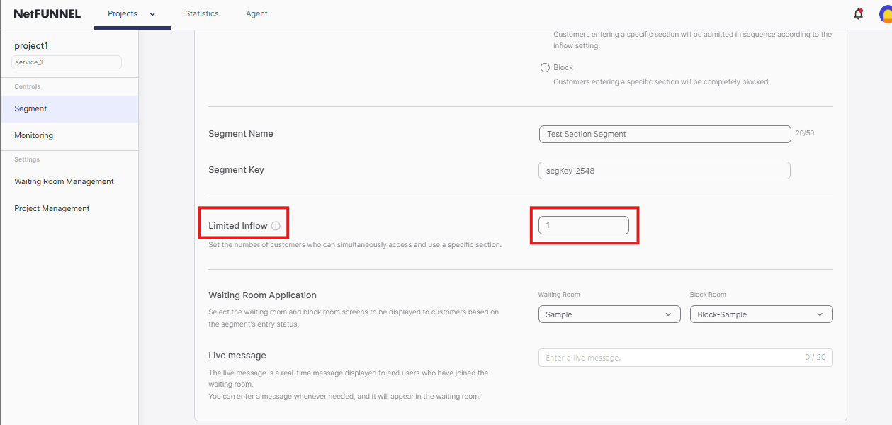 Update limited inflow of section control