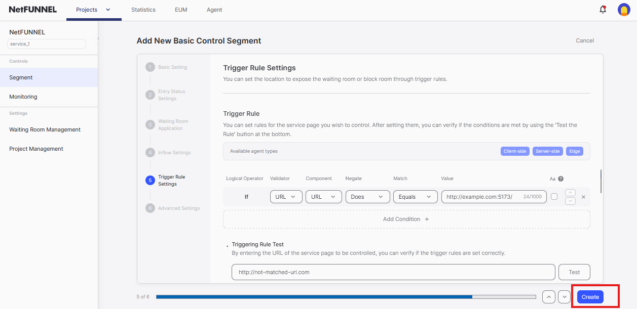 Create segment confirmation